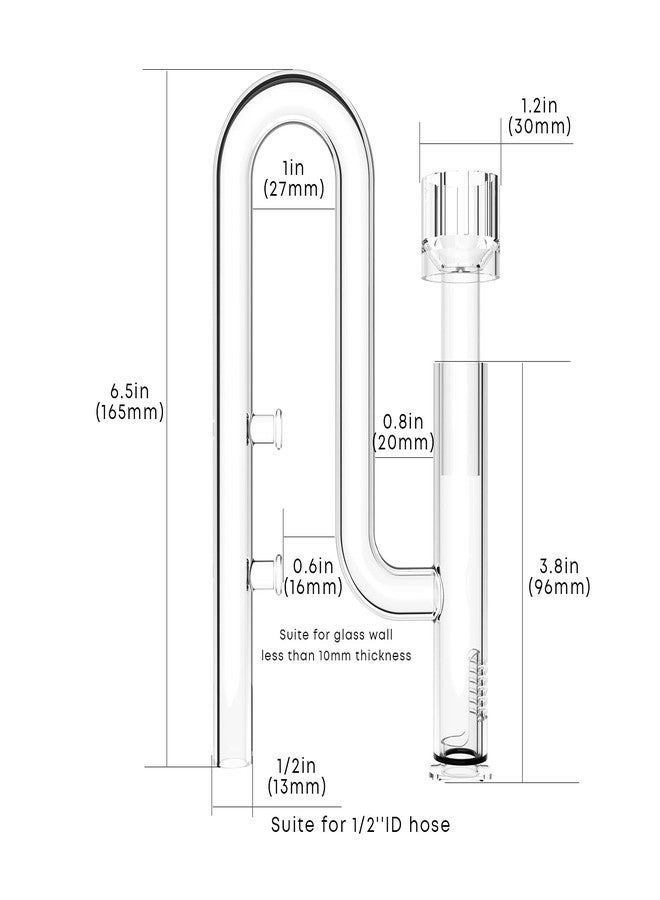 FZONE Aquarium Glass Mini Skimmer Lily Inflow and Outflow Sets for Mini Nano Tanks Filter Pipes(for 1/2inch Tubing) - Image 4